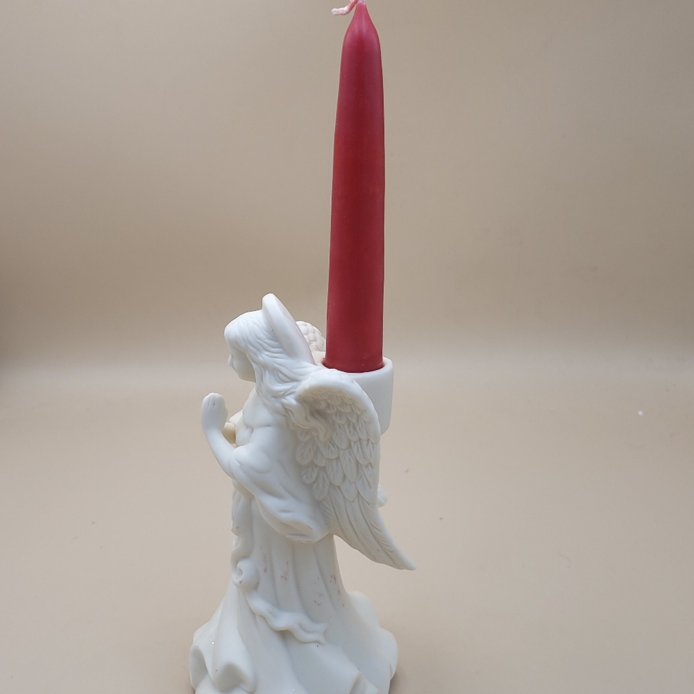 Vtg Partylite Angel of Light Bisque Taper Candle Holder‎ P0425 Retired With Box - Picture 4 of 10